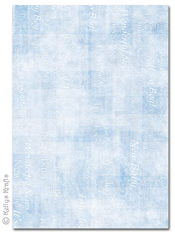 A4 Patterned Card - Baby Wording, Blue (1 Sheet)